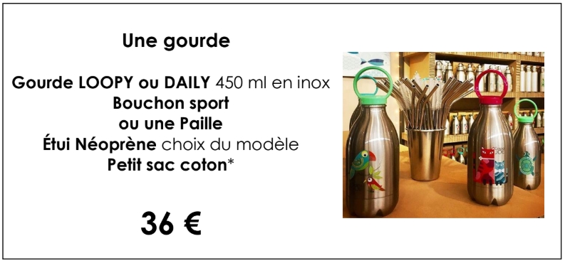 Idées cadeaux noël, Gourde loopy daily