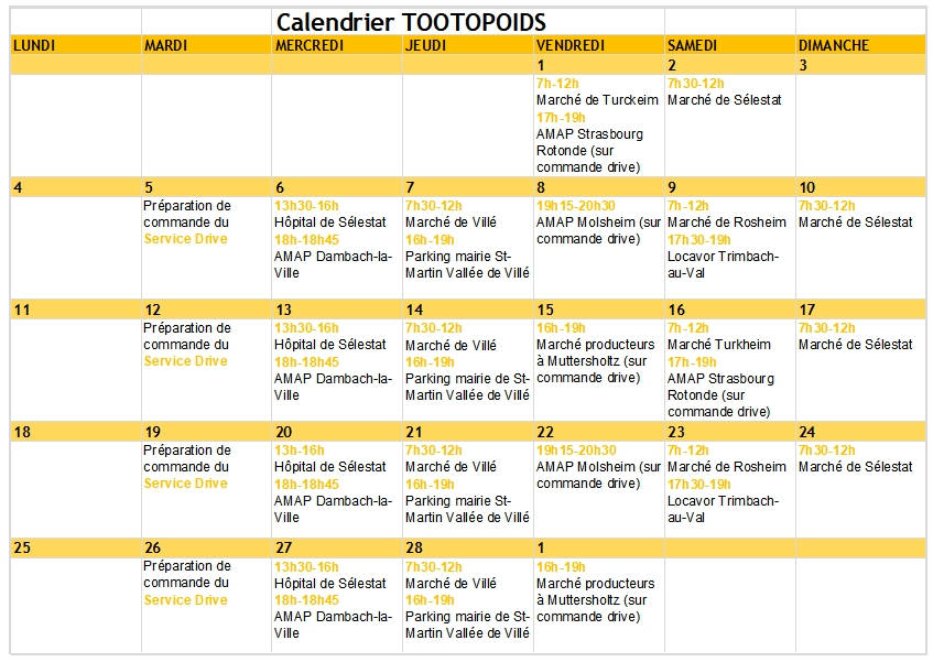 Calendrier Tootopoids