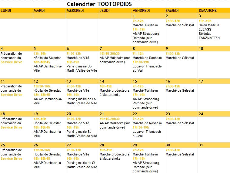 Calendrier, Tootopoids